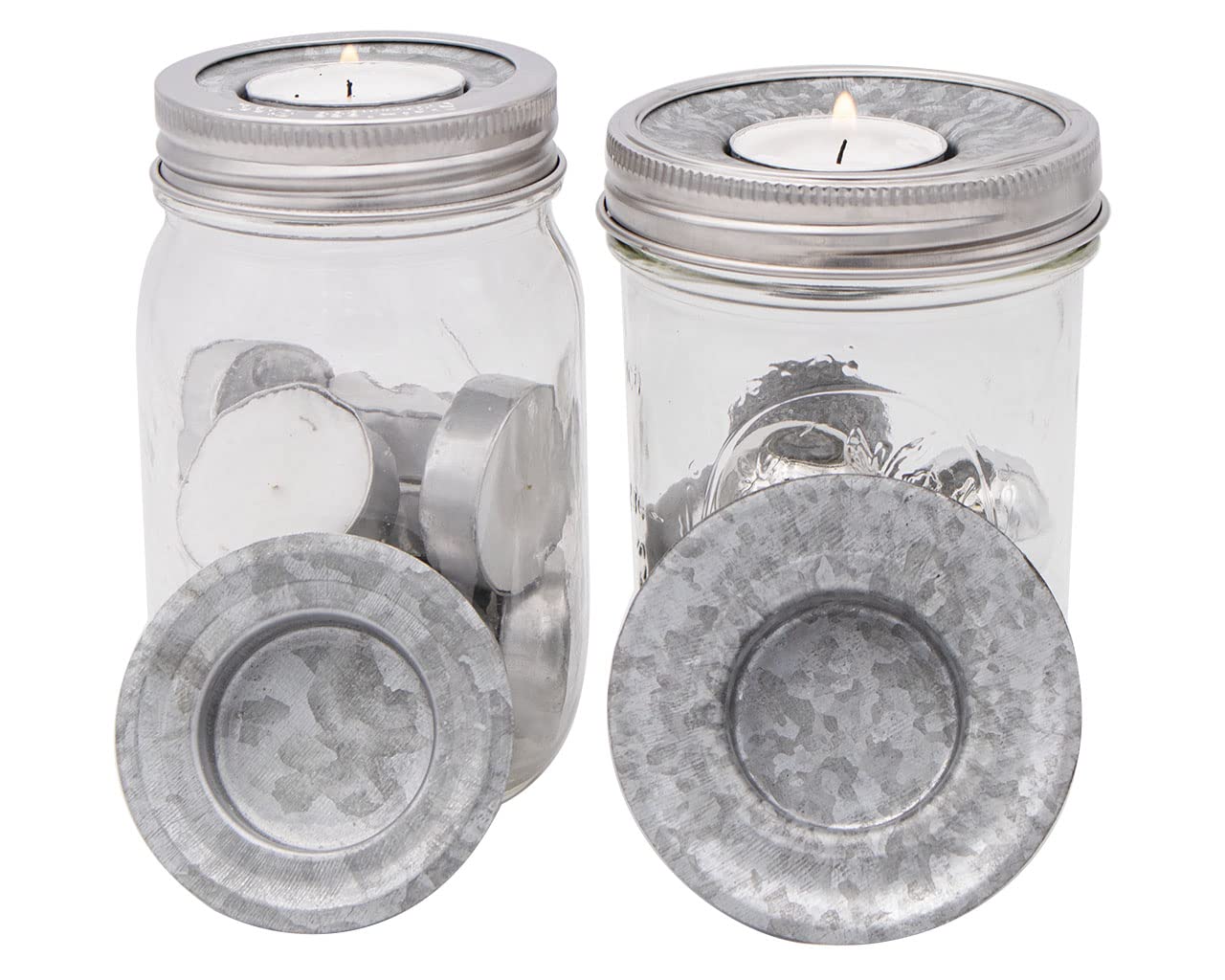 Mason Jar Lifestyle Tea Light Candle Holder Metal Lid Inserts for Mason, Ball, Canning Jars (6 Pack, Wide Mouth)