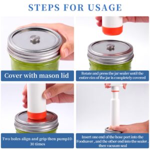 YARWELL Vacuum Lids for Wide Mouth Mason Jar (6 Lids + Pump)