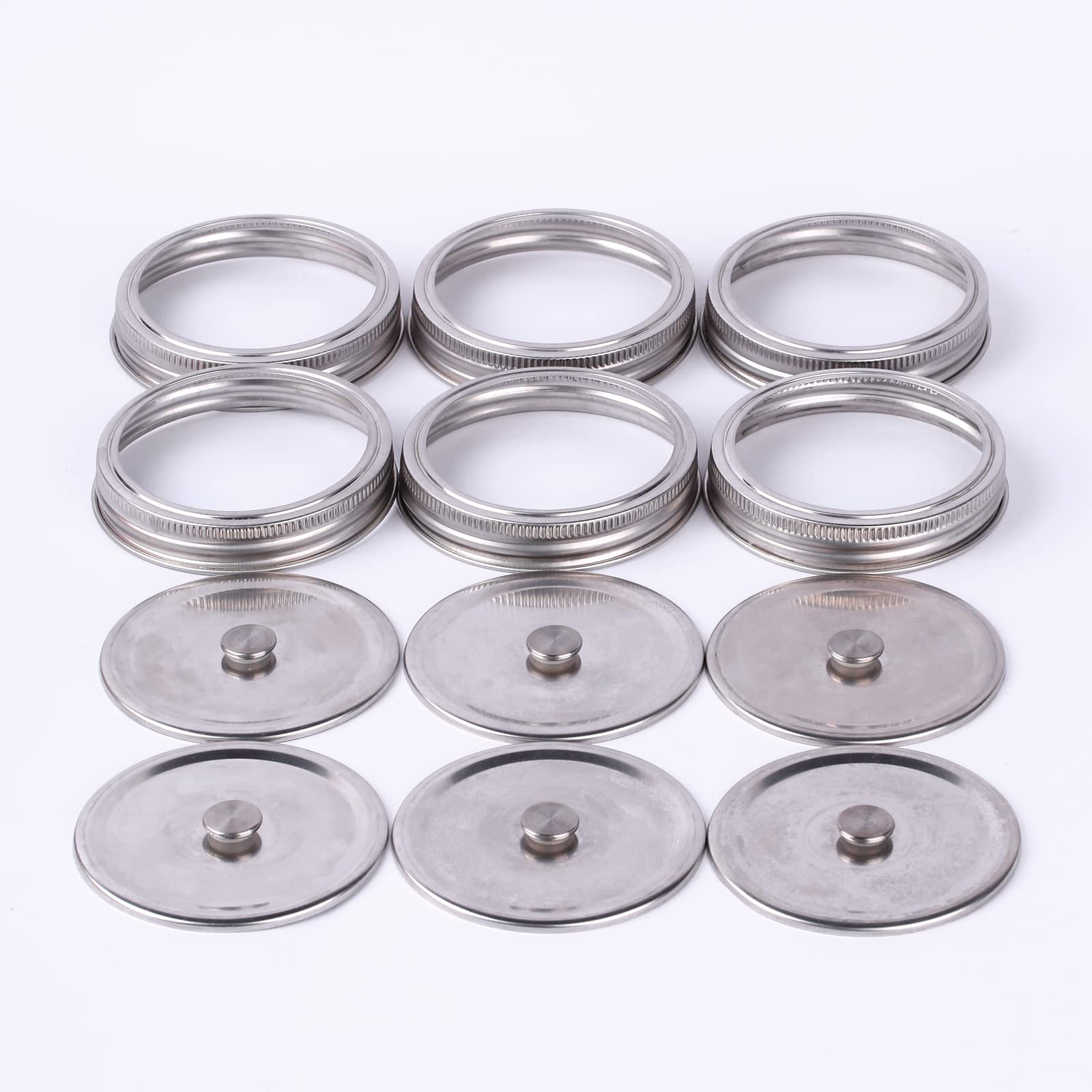 YARWELL Vacuum Lids for Wide Mouth Mason Jar (6 Lids + Pump)