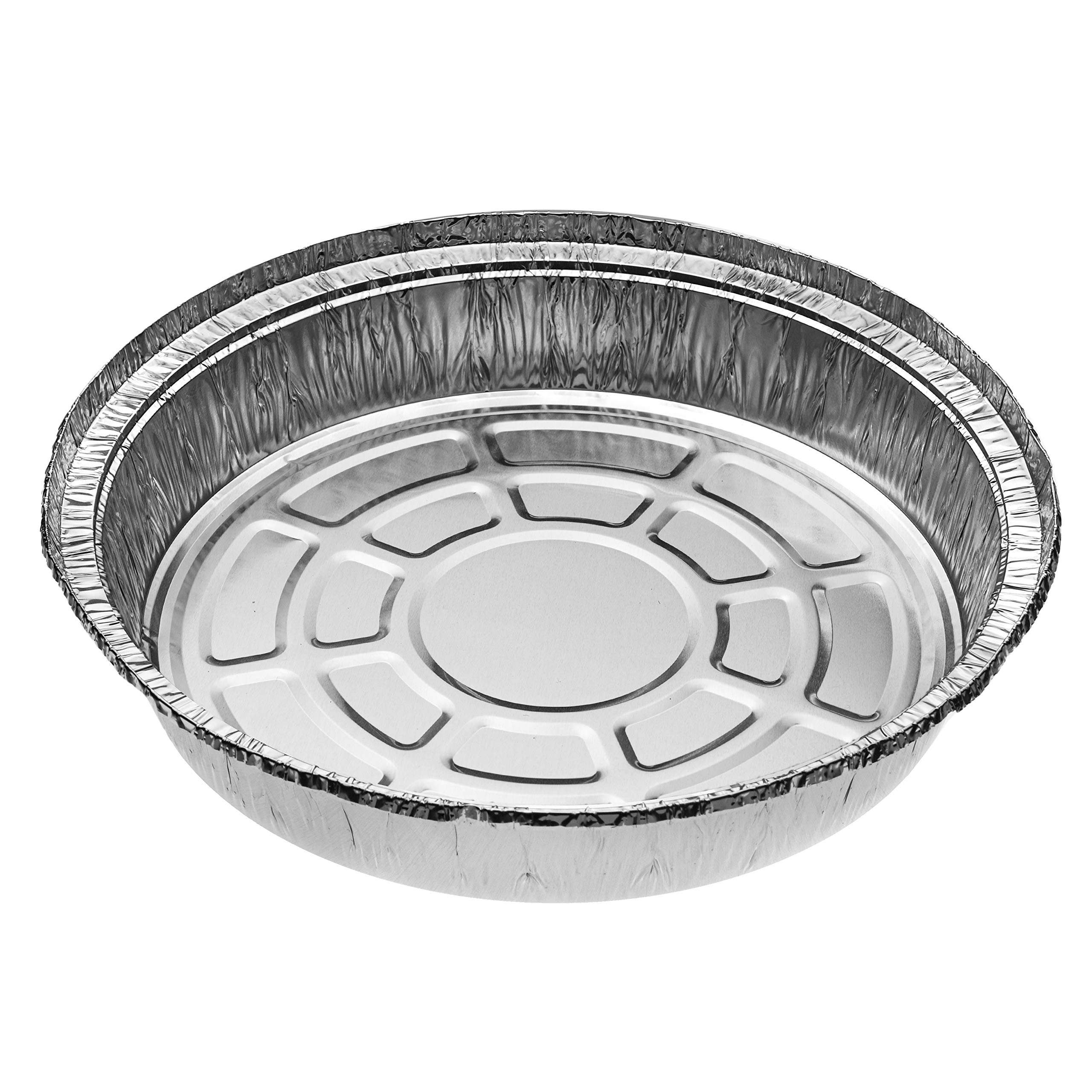 NYHI Round Aluminum Foil Pans 9-Inch | Disposable Tin Foil Pans with Lid Covers | Heavy-Duty Food Container Pie Dish Safe for Freezer & Oven | 30 Pack