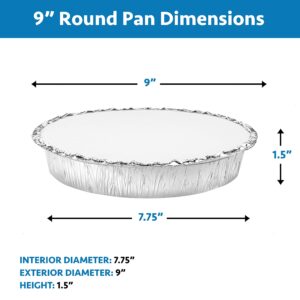 NYHI Round Aluminum Foil Pans 9-Inch | Disposable Tin Foil Pans with Lid Covers | Heavy-Duty Food Container Pie Dish Safe for Freezer & Oven | 30 Pack