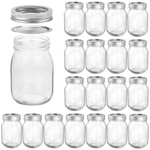 accguan 12oz / 350ml mason jars with airtight lids, glass jar with regular lids, clear glass jar ideal for jam,honey,wedding favors,shower favors, set of 20