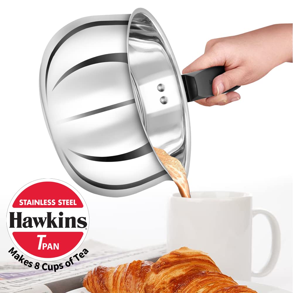 HAWKINS 2 Litre Stainless Steel TPan with Glass Lid, Induction Saucepan, Steel Utensil, Silver (SST20G)