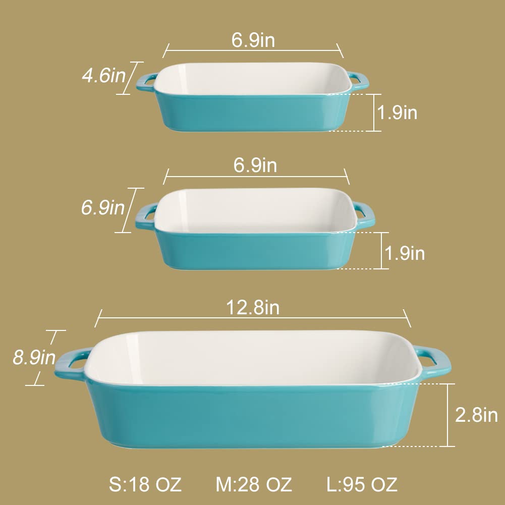 Sweejar Ceramic Bakeware Set, Rectangular Baking Dish for Cooking, Kitchen, Cake Dinner, Banquet and Daily Use, 12.8 x 8.9 Inches porcelain Baking Pans (Red)