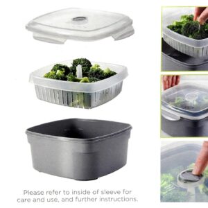 Dependable Industries BPA-Free Microwave Steamer: Cook Vegetables, Fish & Poultry with Removable Strainer & Locking Vent Lid - 2.47L