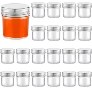 24 pcs mini mason jar shot glasses 2 oz mason jars with lids leak proof for shots, drinks, favors, candles, desserts, crafts, juice, beer and party