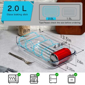 DMAR 2-Quart Glass Baking Dish for Oven ，(8×12inch) small glass pan, reduce the fat intake-1 Piece