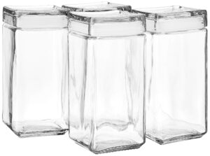 anchor hocking 2 quart stackable glass jar with lid (8 piece, all glass)