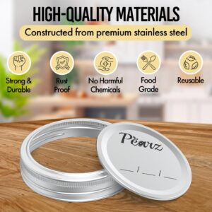 200 pcs (100 pcs Canning Lids + 100 pcs Rings) Regular Mouth Canning Lids and Rings | Bulk Canning Lids Regular Mouth Mason Jar Lids, Split-Type Lids Leak Proof Secure (100 pc - Regular 70mm, Silver)