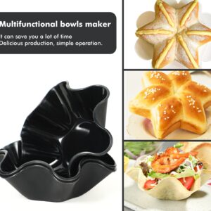 Koluti 3 Pack Tortilla Bowl Maker, Nonstick Silicone Taco Salad Shell Pan Baking Mold, Tostada Baker for Kitchen, Microwave & Dishwasher & Oven Safe, Black