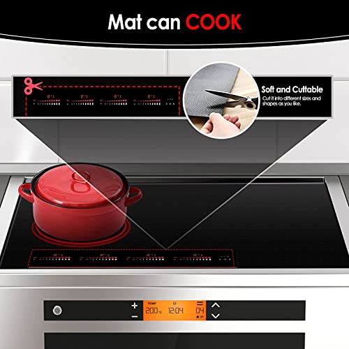 Large Induction Cooktop Protector Mat, (Magnetic) Electric Stove Burner Covers Anti-strike&Anti-scratch as Glass Top Stove Cover,Silicone Induction Cooktop Mat for Electric Stove Top By KitchenRaku