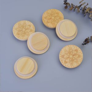 12 Pack Oui Yogurt Jar Lids Set, Natural Bamboo Wood Lids that Fit Oui Yogurt Jars, Oui Lids with Silicone Sealing Rings Perfect Sealing