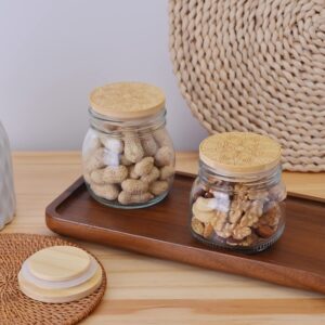 12 Pack Oui Yogurt Jar Lids Set, Natural Bamboo Wood Lids that Fit Oui Yogurt Jars, Oui Lids with Silicone Sealing Rings Perfect Sealing