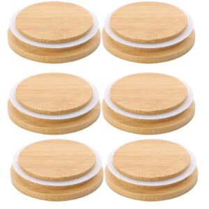 6 Pack Wooden Mason Jar Lids, Reusable Bamboo Mason Canning Lids Compatible with Wide Mouth Mason Jar Canning Jar