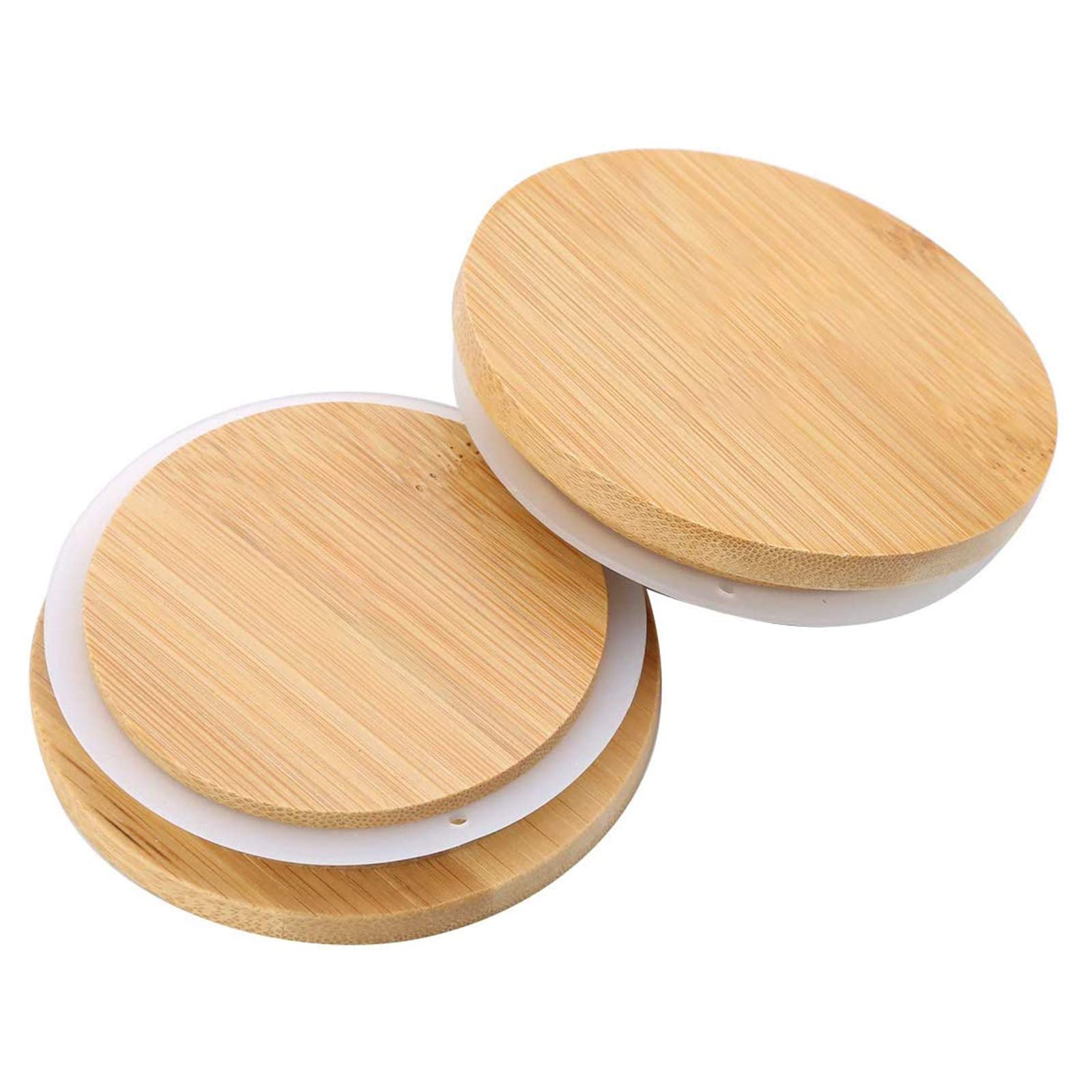 6 Pack Wooden Mason Jar Lids, Reusable Bamboo Mason Canning Lids Compatible with Wide Mouth Mason Jar Canning Jar