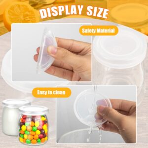 50Pcs Yogurt Jar Lids Set, Yogurt Container Lids Clear Plastic, Reusable Replacement Food Storage Lids for Yogurt Jar Sealing Rings Wide Mouth Storage(2.6inch)