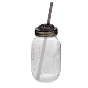 regular mouth quart 32-ounces ball mason drinking jar with ball sip & straw lid - fits regular mouth mason jars - for smoothies, milk shakes, protein shakes, iced coffee, tea & dishwasher safe