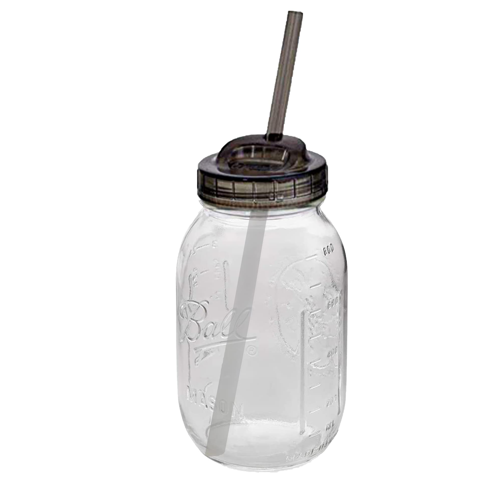 Regular Mouth Quart 32-Ounces Ball Mason Drinking Jar With Ball Sip & Straw Lid - Fits Regular Mouth Mason Jars - For Smoothies, Milk Shakes, Protein Shakes, Iced Coffee, Tea & Dishwasher Safe