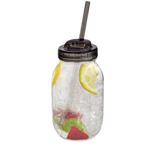 Regular Mouth Quart 32-Ounces Ball Mason Drinking Jar With Ball Sip & Straw Lid - Fits Regular Mouth Mason Jars - For Smoothies, Milk Shakes, Protein Shakes, Iced Coffee, Tea & Dishwasher Safe