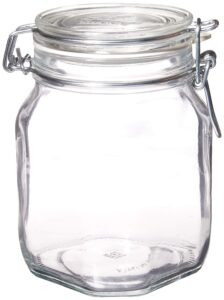 bormioli rocco - synchkg122276 fido clear glass jar with 85 mm gasket,1 liter (pack of 2)