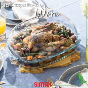 Simax Casserole Dish For Oven: Glass Baking Dish With High Lid Set – Microwave, Oven, and Dishwasher Safe Cookware – Borosilicate Glassware – 8 Qt. Large Baking Dish