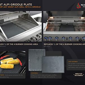 Mont Alpi MAGR Dual Sided Heavy Duty Cast Iron Reversible Griddle Grill Pan Plate - Flat & Ridged Surface - Fits any Mont Alpi Grill Model