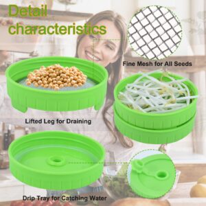 3 Set Sprouting Lids- Mason Jar Strainer Lid Sprout Maker Lids with Stainless Steel Screen Germination Kit Seed Sprout Jar Lids with Drip Tray for Regular Wide Mouth Mason Jars（Bottle Not Include)