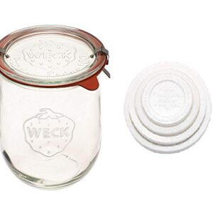 Weck - Large Glass Jars for Sourdough - Starter Jar with Glass Lid - Tulip Jar with Wide Mouth - Weck Jars 1 Liter Includes (Keep Fresh Cover)