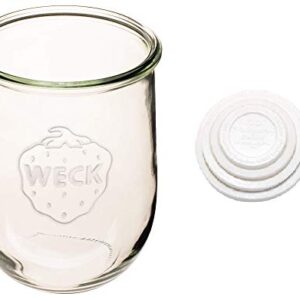 Weck - Large Glass Jars for Sourdough - Starter Jar with Glass Lid - Tulip Jar with Wide Mouth - Weck Jars 1 Liter Includes (Keep Fresh Cover)