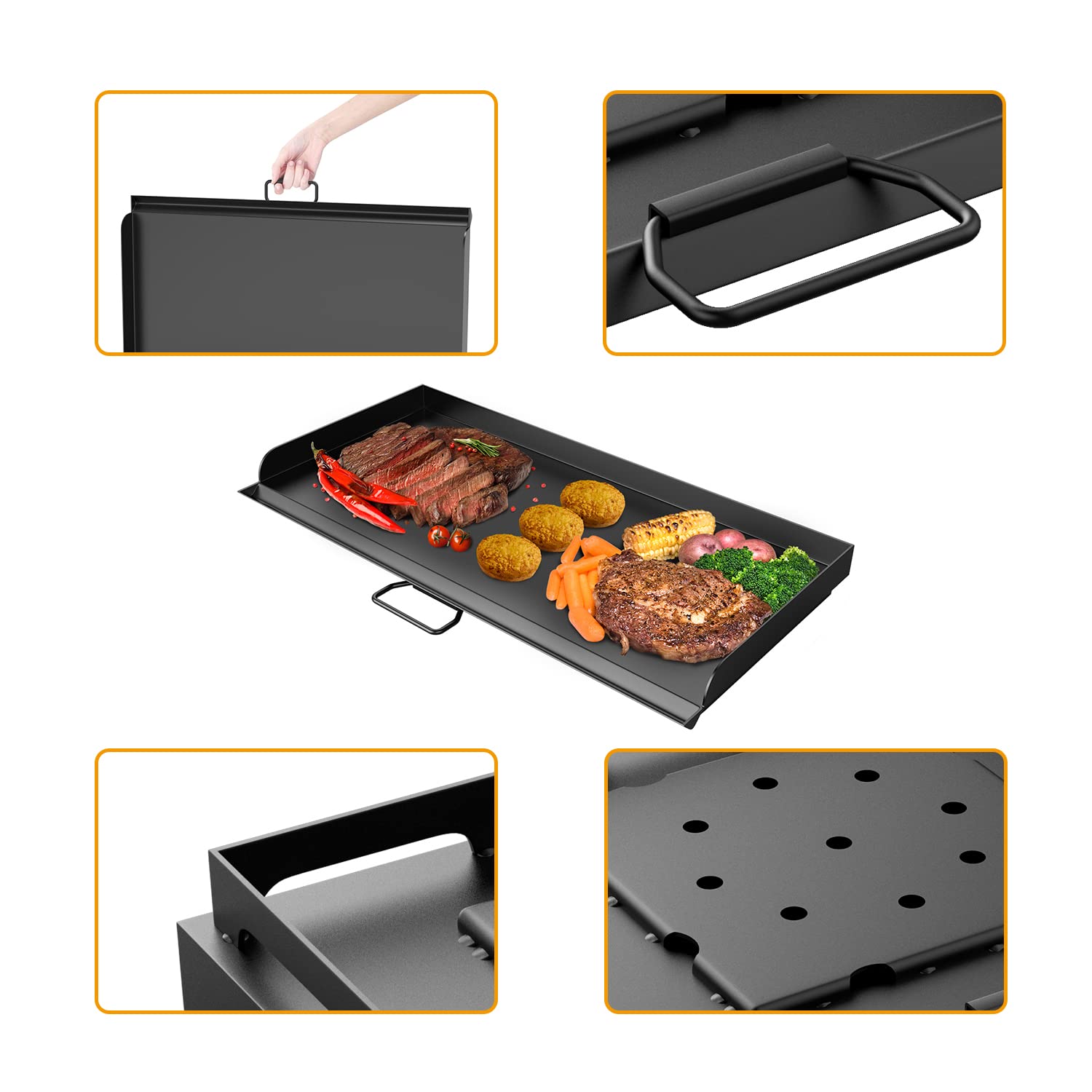 bbq777 14" x 32" Fry Griddle Heavy-duty Steel Cooking Griddle Compatible with Camp Chef Griddle Stoves EX60LW, EX60P, EX60PP, EX60P, EX60B, EX280LW for Camp Chef Explorer 2-burner Camp Stove