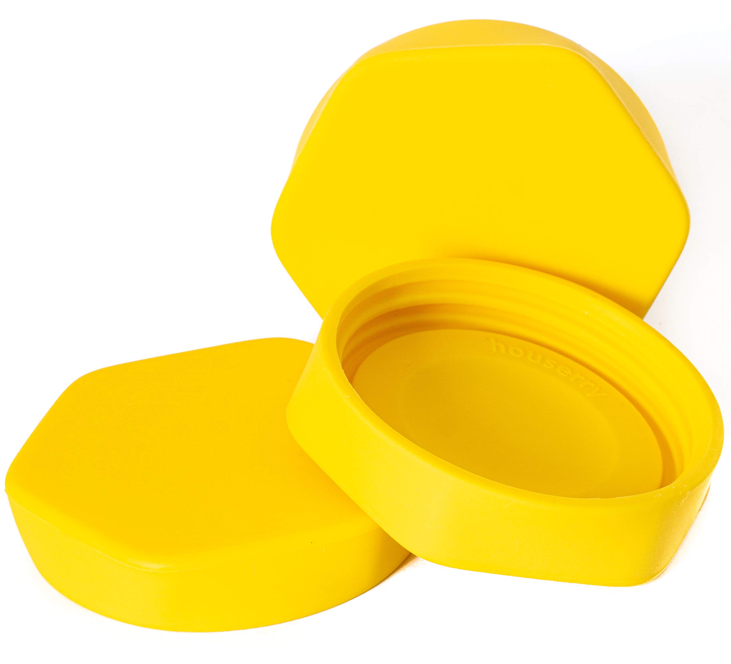 HOUSERRY DELUXE Easy-Grip Easy-Open 100% Silicone Mason Jar Lid - 3 pcs (WIDE MOUTH, YELLOW)