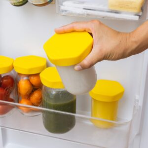 HOUSERRY DELUXE Easy-Grip Easy-Open 100% Silicone Mason Jar Lid - 3 pcs (WIDE MOUTH, YELLOW)