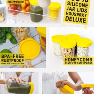 HOUSERRY DELUXE Easy-Grip Easy-Open 100% Silicone Mason Jar Lid - 3 pcs (WIDE MOUTH, YELLOW)