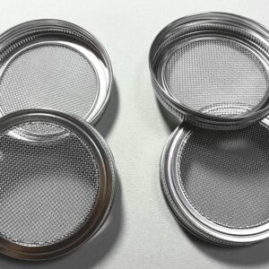 One-Piece 316 Stainless Steel Mesh Sprouting Lids Wide Mouth Mason Jar Strainer Lid for Mason Canning Jars Seed Sprouting Salad Sprouts Strainer Mesh Lids 4 Pack - Rust Proof