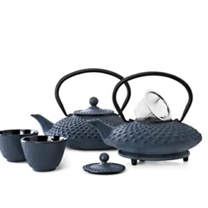 Bredemeijer Cast Iron Teacups Ceramic Lined Set of 2 Blue XILIN
