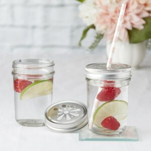 Kate Aspen Mason Jar Lids, Flower Cut Out Straw Lids, Party Favors, Set of 20, Fits 8 oz, 12 oz and 16 oz Mason Jars