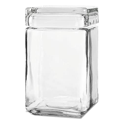 Oneida 85588R Stackable Square Glass Jar w/Glass Lid, 1.5 qt, Clear (Case of 4)