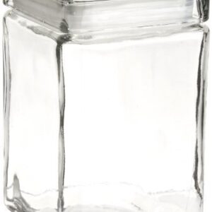 Oneida 85588R Stackable Square Glass Jar w/Glass Lid, 1.5 qt, Clear (Case of 4)