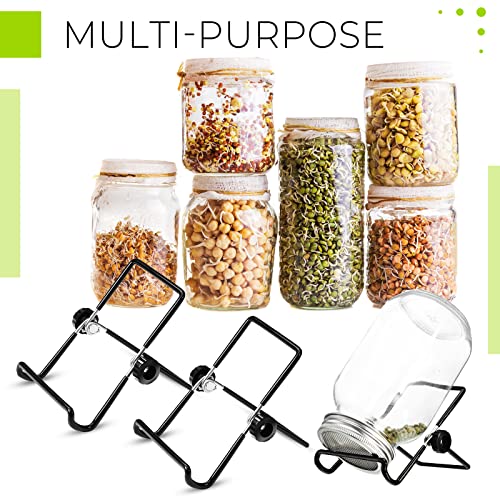 12 Pack Sprouting Stands for Wide and Regular Mouth Mason Jars Canning Jars Holder Stainless Steel Foldable Adjustable Stands for Growing Organic Sprouting