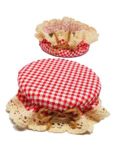 dlk - 10 pieces elasticated jar cover cloth - 100% cotton jar cover cloth - stretchy red gingham (checkered) pattern - breathable fermentation lid bowl - reusable elastic cloth jar covers