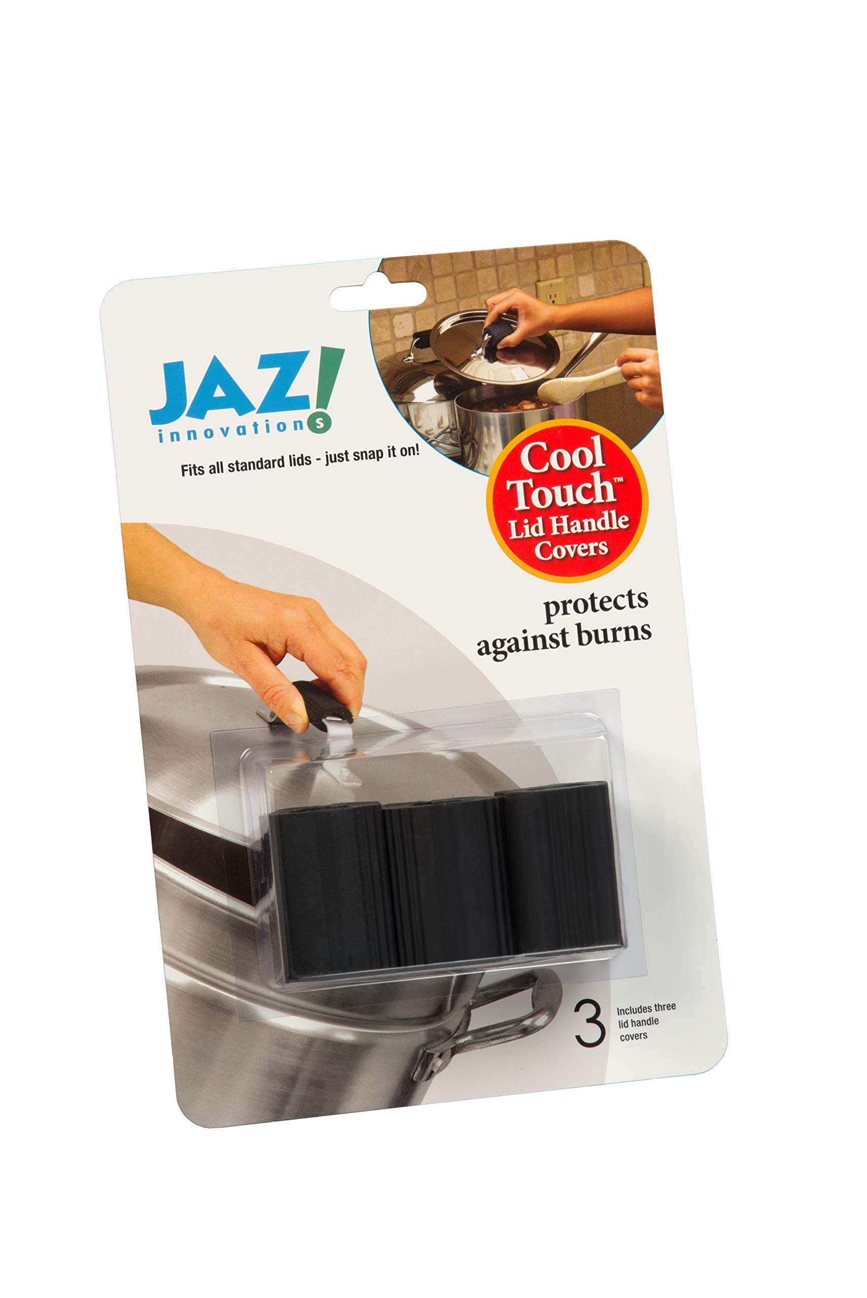 JAZ Innovations Touch Covers (Set of 3) -Fits on Any Pot Handle or Lid and Remains Cool, size:a, Black