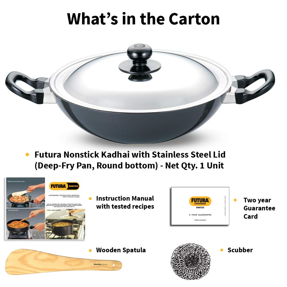 Futura Q55/NK25S Fry Pan, Kadhai, 2.5 Liter, Gray