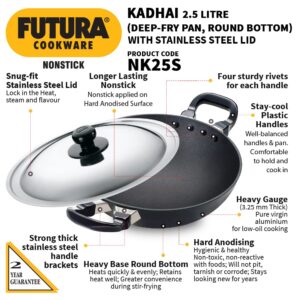 Futura Q55/NK25S Fry Pan, Kadhai, 2.5 Liter, Gray