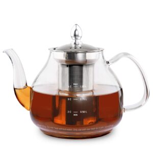 COSORI Glass Teapot Stovetop Safe Gooseneck Kettle with Removable Stainless Steel Infuser Scale Line & Electric Kettle, 1500W Wide Opening 1.7L Glass Tea Kettle & Hot Water Boiler, Matte Black