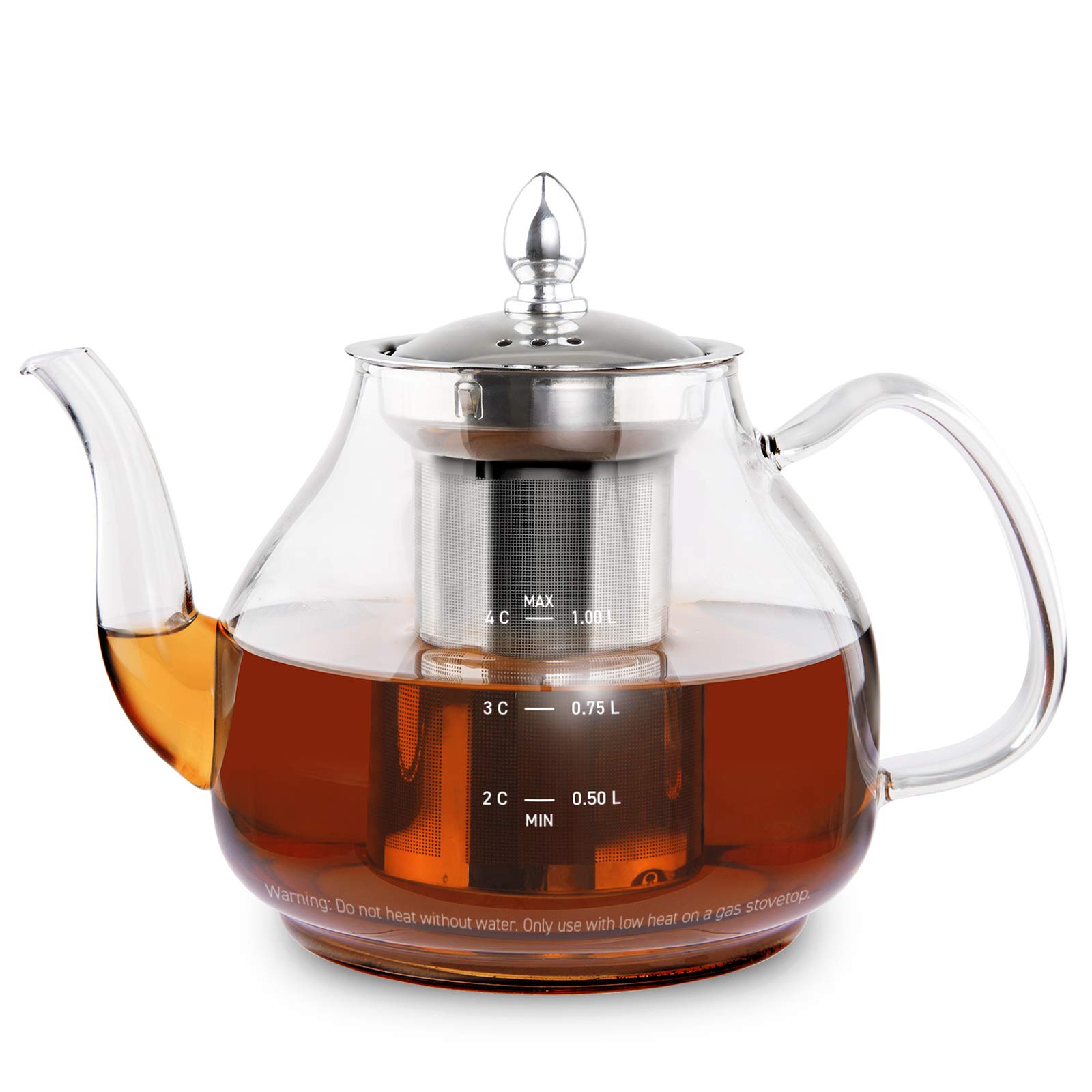 COSORI Glass Teapot Stovetop Safe Gooseneck Kettle with Removable Stainless Steel Infuser Scale Line & Electric Kettle, 1500W Wide Opening 1.7L Glass Tea Kettle & Hot Water Boiler, Matte Black