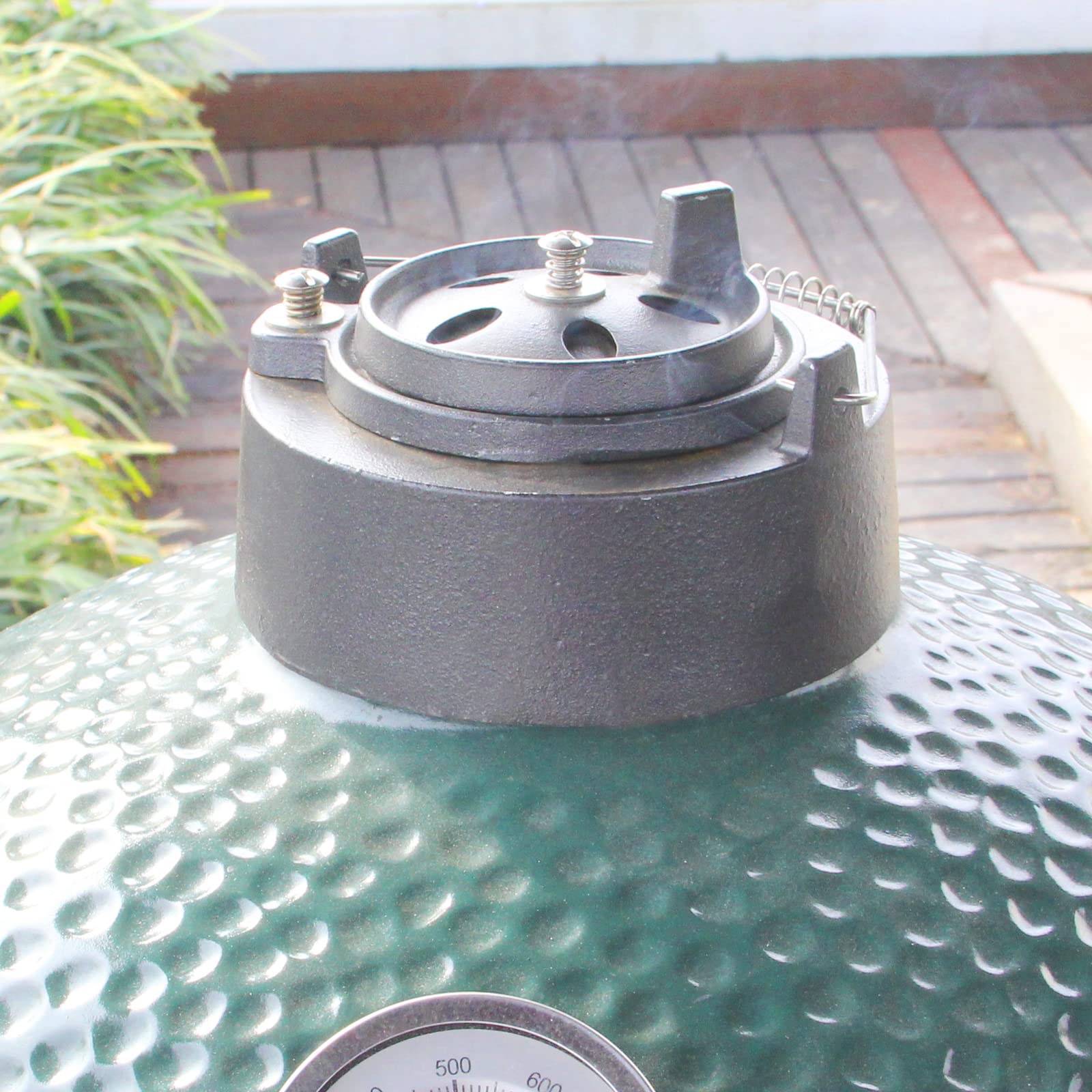 Cast Iron Damper Chimney Cap for Big Green Egg, Big Green Egg Accessories Daisy Wheel for Large&Medium Big Green Egg Damper Cap Big Green Egg Accessories Vented Cap Big Green Egg Replacement Parts