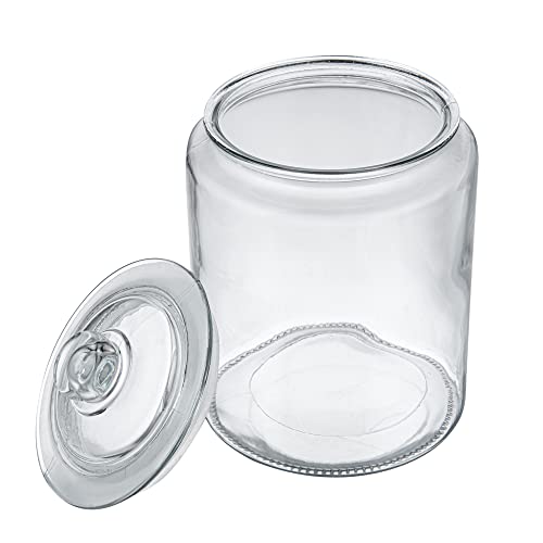 Restaurantware Vetri 1.6 Gallon Glass Storage Jar 1 Dishwashable Glass Cookie Jar - Airtight Seal Wide Opening Clear Glass Candy Jar Knob Handle Lid For Kitchen Laundry Or Storage