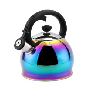 shangzher stainless steel coffee tea kettles whistling kettle for gas hob induction gas kettle with whistle stovetop kettles 2.1 qt / 2 liter rainbow color