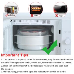 Multifunction Microwave Steamer with Lid and Tray, Large Dish, Egg Steamer, Vegetable Plate, Drain Basket, Microwave Bowl, Food Container, Kitchen Cookware Supplies