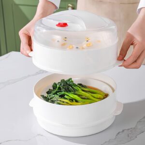 Multifunction Microwave Steamer with Lid and Tray, Large Dish, Egg Steamer, Vegetable Plate, Drain Basket, Microwave Bowl, Food Container, Kitchen Cookware Supplies